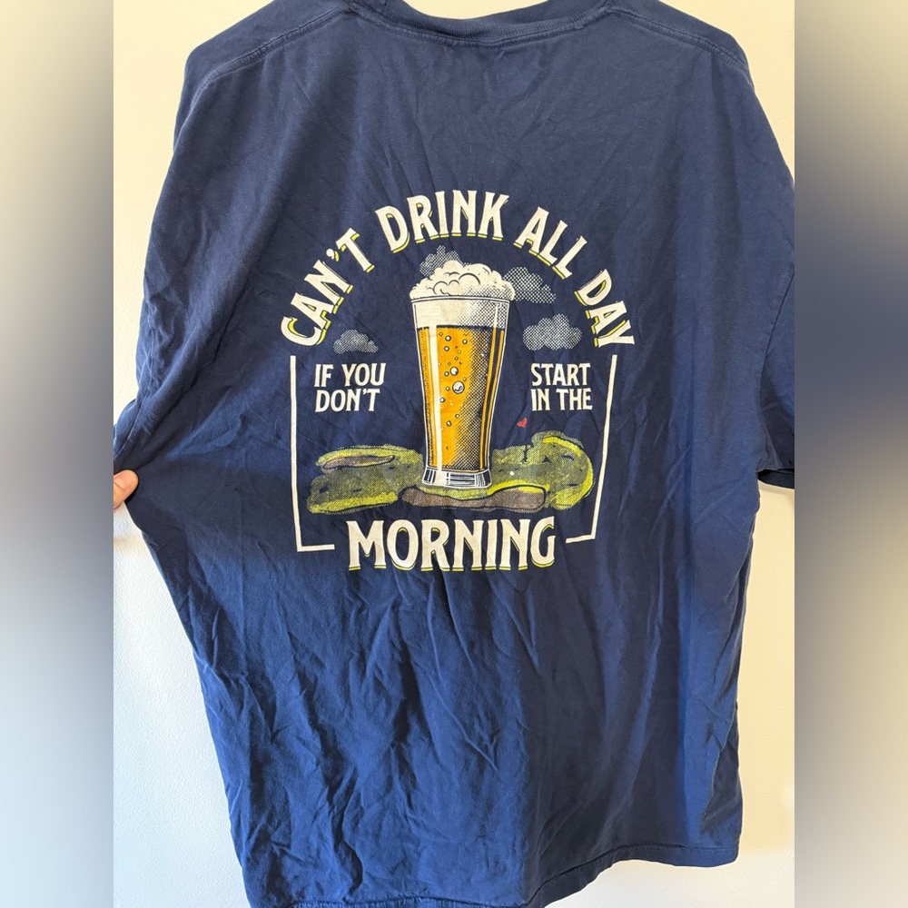 Barstool Men's Blue Graphic Tee with Beer Design